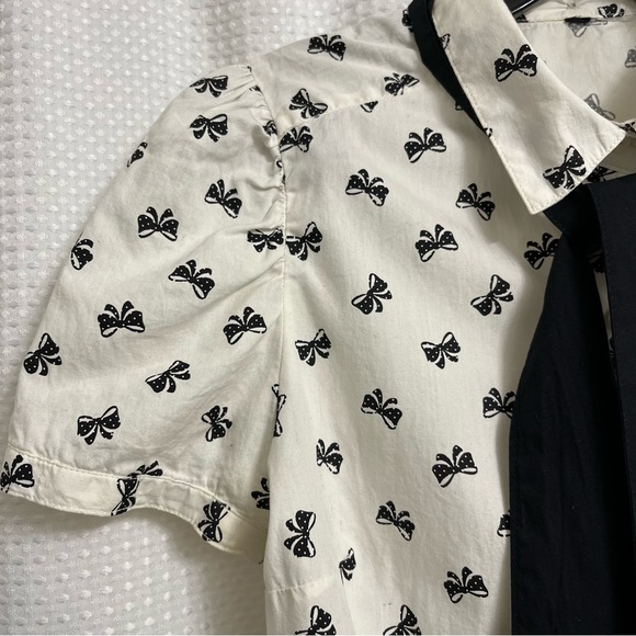 💄Retro Pinup 50s 40s Inspired Puff Sleeve Bow Blouse💋 - Picture 6 of 8